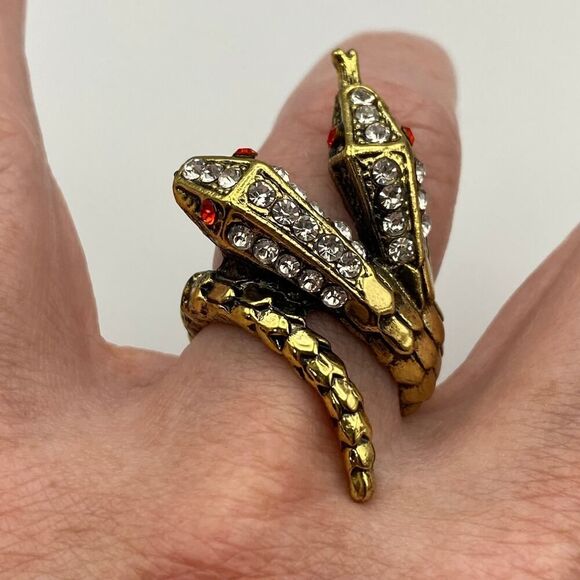 Amrita Singh Crystal Two-Head Snake Ring - Picture 6 of 8